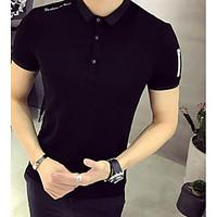 Men\'s Daily Simple Summer T-shirt, Solid Round Neck Short Sleeve Cotton Medium
