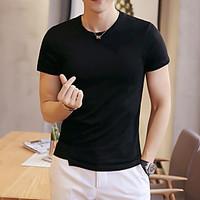 mens daily casual simple summer t shirt solid round neck short sleeve  ...