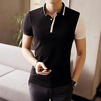 Men\'s Office/Career Daily Simple Summer Polo, Solid Print Shirt Collar Short Sleeve Polyester Medium