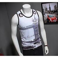 Men\'s Casual Simple Summer Tank Top, Solid Print Strap Sleeveless Rayon Polyester Medium