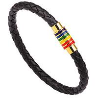 Men\'s Leather Bracelet Simple Casual Unique Cool Fashion Vintage Punk Hip-Hop Rock Leather Band Geometric Jewelry For Party Birthday Gift Sports
