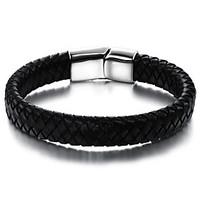 Men\'s Leather Bracelet Fashion Vintage Punk Hip-Hop Rock Leather Stainless Steel Casual Unqiue Cool Geometric Jewelry For Sport Outdoor Dailywear