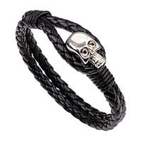 Men\'s Leather Bracelet Simple Casual Unique Cool Fashion Vintage Punk Hip-Hop Rock Skull Leather Band Geometric Jewelry For Party Gift Sports