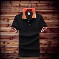 mens daily casual simple polo solid shirt collar short sleeve cotton