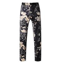 mens mid rise micro elastic straight pants simple straight print