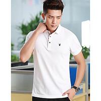 mens business daily casual simple polo solid shirt collar short sleeve ...