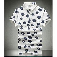 Men\'s Daily Casual Simple Polo, Floral Shirt Collar Short Sleeve Cotton