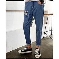 mens mid rise micro elastic jeans pants simple straight solid