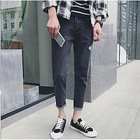 mens mid rise micro elastic jeans pants simple slim denim solid