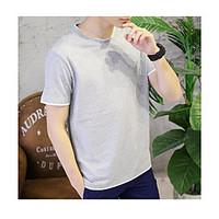 mens formal vintage t shirt solid round neck short sleeve polyester