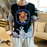 mens casualdaily simple summer t shirt print round neck short sleeve p ...