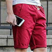 mens mid rise inelastic shorts pants simple loose solid