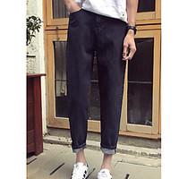 mens mid rise inelastic jeans pants simple straight slim solid