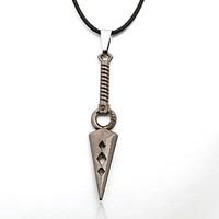 mens zinc alloy rhombus boomerang black rope necklace pendant