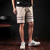 Men\'s Mid Rise Micro-elastic Shorts Pants, Simple Loose Solid