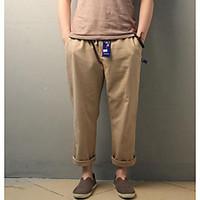 mens mid rise micro elastic chinos pants simple straight solid