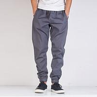 mens mid rise micro elastic chinos pants simple loose harem solid