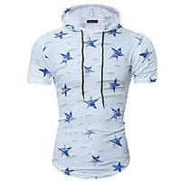 Men\'s Fashion Casual Hooded Stars Printing Short Sleeves T-Shirt
