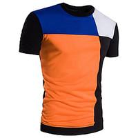 mens casual fashion color block short sleeved t shirt