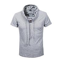 mens casual fashion solid color hooded short sleeved t shirt