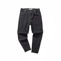 mens mid rise inelastic jeans pants loose solid