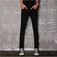 Men\'s Solid Casual JeansCotton Black