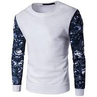 Men\'s Casual/Daily Sports Active Simple Sweatshirt Color Block Round Neck Micro-elastic Polyester Long Sleeve Fall Winter