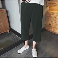 mens mid rise micro elastic chinos pants simple wide leg solid