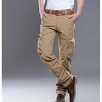 mens mid rise inelastic chinos pants vintage loose solid