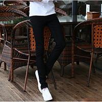 Men\'s Low Rise Micro-elastic Chinos Pants, Street chic Slim Solid