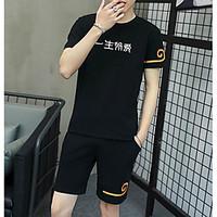 mens casual simple summer t shirt letter number round neck short sleev ...