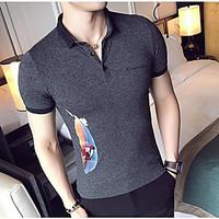 mens casual simple summer polo solid shirt collar short sleeve cotton