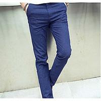 mens mid rise micro elastic chinos pants simple straight solid