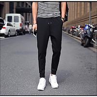 mens mid rise micro elastic chinos pants simple loose solid