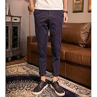 mens mid rise micro elastic chinos pants simple loose solid