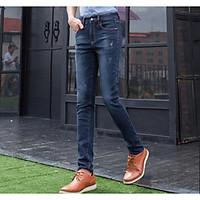 mens mid rise micro elastic jeans chinos pants street chic slim solid