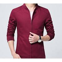 mens casualdaily simple winter jacket solid round neck long sleeve reg ...