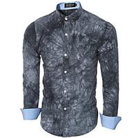 mens casualdaily chinoiserie shirt geometric classic collar long sleev ...