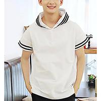 mens casualdaily simple t shirt solid hooded short sleeve cotton thin