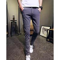 mens low waist micro elastic skinny pants simple slim denim solid