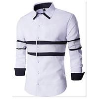 Men\'s Casual/Daily Simple Shirt, Color Block Shirt Collar Long Sleeve White Black Gray Cotton
