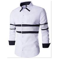 mens casualdaily simple shirt color block shirt collar long sleeve whi ...