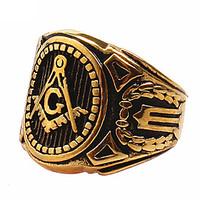 Men\'s Fashion 316L Titanium Steel Personality Vintage Sculpture Gold Plating Jewel Rings Casual/Daily Accessory 1pc