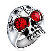 Men\'s Fashion Vintage Rock Style 316L Titanium Steel Skull Personality Engraved Zircon Jewelry Diamond Rings Casual/Daily 1pc