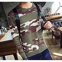 Men\'s Casual/Daily Simple Regular Pullover, Color Block Round Neck Long Sleeve Others Fall Winter Medium Micro-elastic