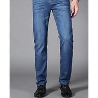 mens mid rise inelastic jeans pants simple straight solid