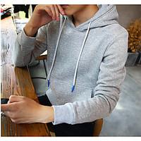 Men\'s Casual/Daily Simple Hoodie Solid Hooded Micro-elastic Cotton Polyester Long Sleeve Fall