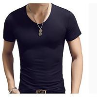 mens casualdaily simple spring t shirt solid v neck short sleeve polye ...