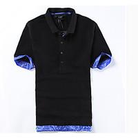 mens casualdaily simple spring t shirt patchwork shirt collar short sl ...