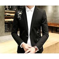 mens work simple spring blazer floral shirt collar long sleeve short c ...